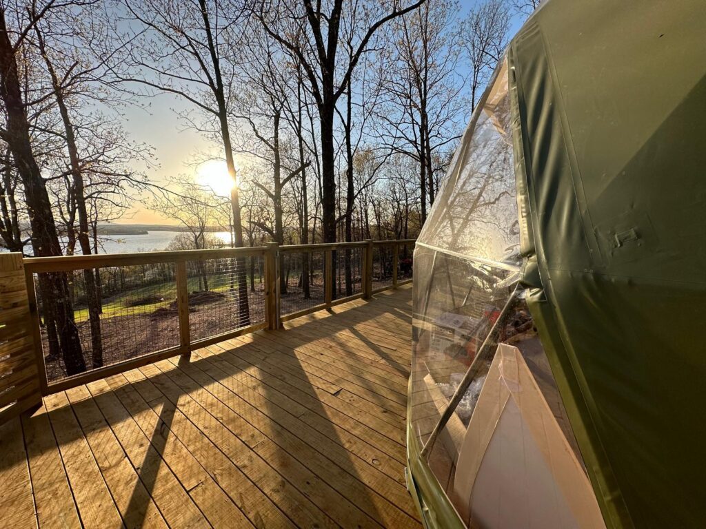 Geodesic glamping domes near Branson at Falling Stars on Bull Shoals Lake