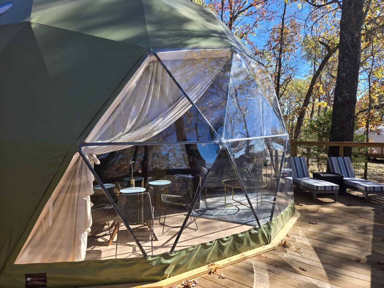 Lake view from Libra dome — lakefront family glamping on Bull Shoals Lake