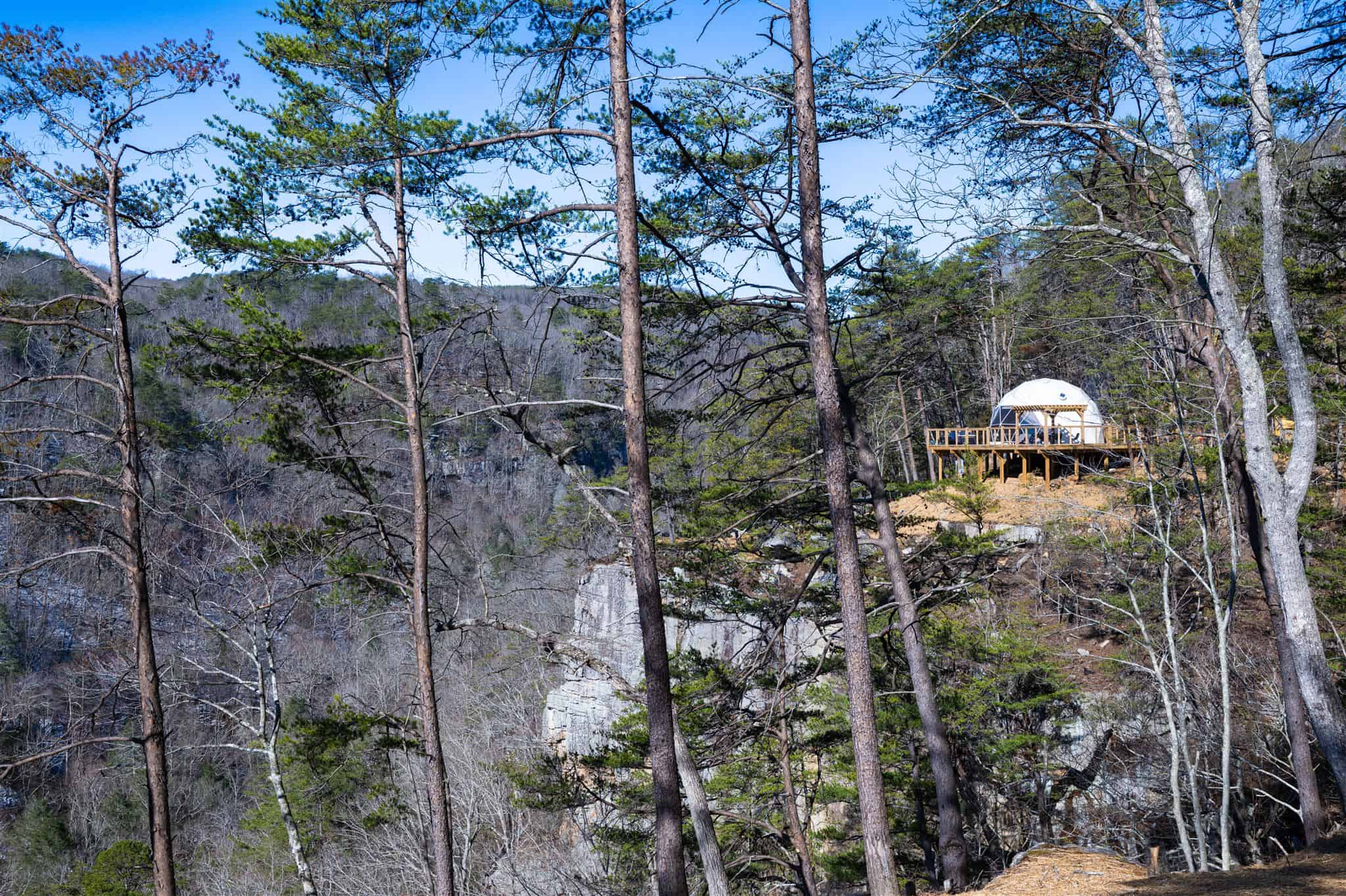 Dome 1 exterior at The Canyon at Pond Creek — glamping in Tennessee that sleeps 8
