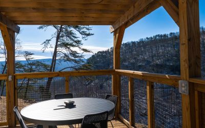 Pergola view from Dome 5 at The Canyon at Pond Creek glamping resort in Tennessee