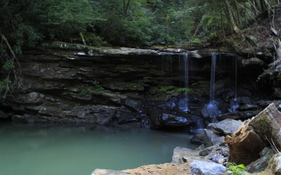 Waterfall on the property at The Canyon at Pond Creek in Tennessee