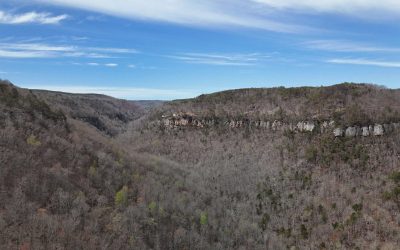Aerial view of glamping property an hour north of Chattanooga at The Canyon at Pond Creek