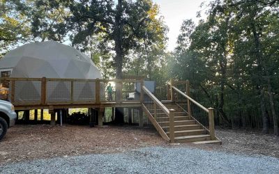 Scene at Falling Stars glamping resort on Bull Shoals Lake, Arkansas